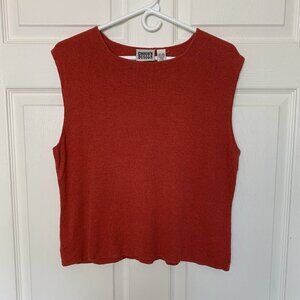 Chico’s Design Sweater Vest Size 3 XL 16 Brick Red Sleeveless Layering Knit